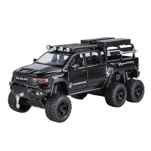 Druckguss 1:32 for Dodge Mammoth 6X6 Pickup Truck Serie Legierung Simulation Automodell Sound Und Licht Pullback Miniatur Modell Sammlung(6x6 Black) von EXYFRUX