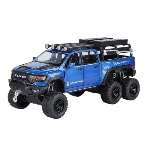 Druckguss 1:32 for Dodge Mammoth 6X6 Pickup Truck Serie Legierung Simulation Automodell Sound Und Licht Pullback Miniatur Modell Sammlung(6x6 Blue) von EXYFRUX