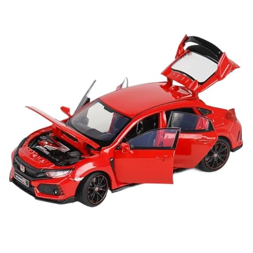 Druckguss 1:32 for Honda Civic Type R Fit Accord Simulation Legierung Automodell Sound Und Licht Vollständig Geöffnete Tür Miniaturfahrzeugmodell(1:32 Type R Red) von EXYFRUX