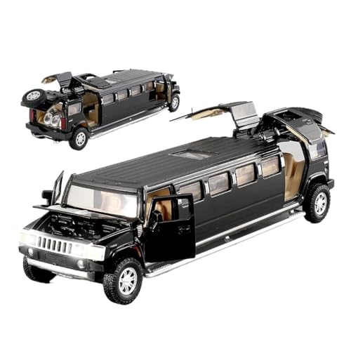 Druckguss 1:32 for Hummer Extended 6X6 Geländewagen-Serie Legierungssimulationsautomodell Sound Und Licht Pullback-Miniaturmodell(Black) von EXYFRUX