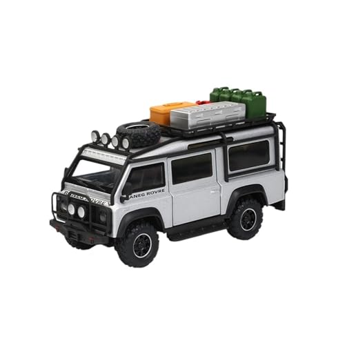 Druckguss 1:32 for Land Rover Defender Van Outdoor Camper Simulation Legierung Automodell Miniatur Sound Und Licht Pull-Back-Modellfahrzeug(Van Silver) von EXYFRUX