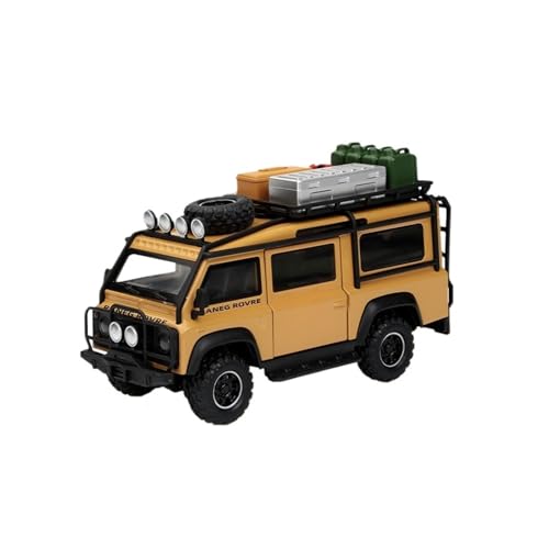 Druckguss 1:32 for Land Rover Defender Van Outdoor Camper Simulation Legierung Automodell Miniatur Sound Und Licht Pull-Back-Modellfahrzeug(Van Yellow) von EXYFRUX