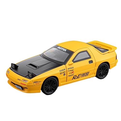Druckguss 1:32 for Mazda RX7 Initial D Serie Simulation Sound Und Licht Pullback Legierung Automodell Miniatur Fahrzeugmodell(Yellow) von EXYFRUX