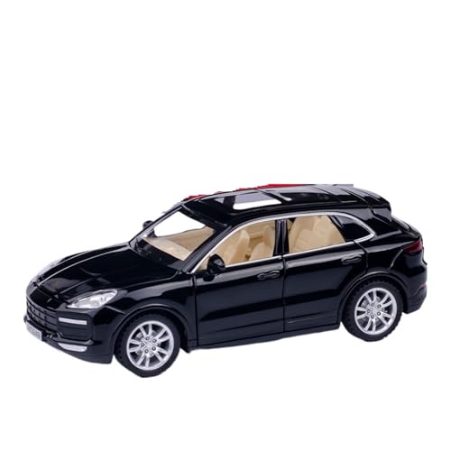 Druckguss 1:32 for Porsche 911 Macan Cayenne Simulation Legierung Automodell Sound Und Licht Pullback-Auto Vollständig Geöffnete Tür Fahrzeugmodell(Cayenne Black) von EXYFRUX