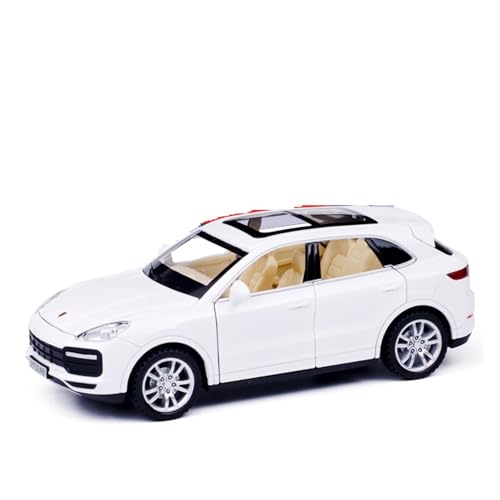 Druckguss 1:32 for Porsche 911 Macan Cayenne Simulation Legierung Automodell Sound Und Licht Pullback-Auto Vollständig Geöffnete Tür Fahrzeugmodell(Cayenne White) von EXYFRUX