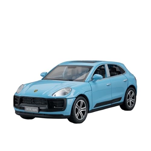 Druckguss 1:32 for Porsche 911 Macan Cayenne Simulation Legierung Automodell Sound Und Licht Pullback-Auto Vollständig Geöffnete Tür Fahrzeugmodell(Macan Blue) von EXYFRUX