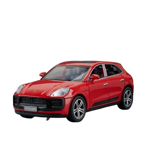 Druckguss 1:32 for Porsche 911 Macan Cayenne Simulation Legierung Automodell Sound Und Licht Pullback-Auto Vollständig Geöffnete Tür Fahrzeugmodell(Macan Red) von EXYFRUX