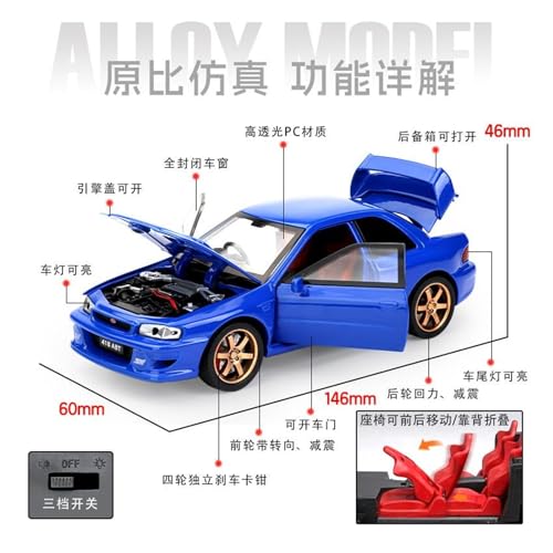 Druckguss 1:32 for Subaru Impreza Forester Simulation Legierung Auto Modell Sound Und Licht Pull Back Fahrzeug Sammlung Ornamente(1:32 STI Black) von EXYFRUX
