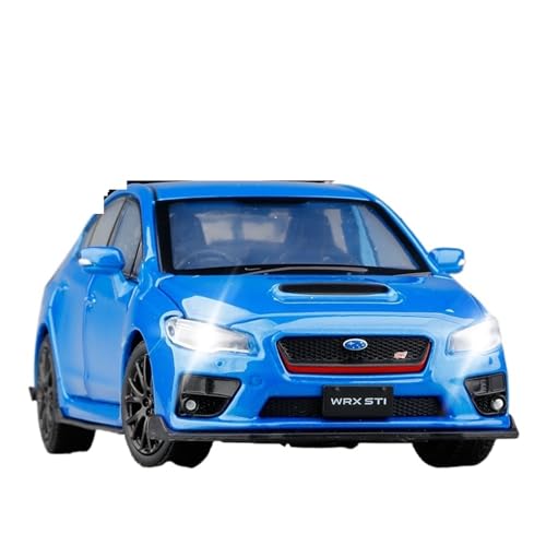 Druckguss 1:32 for Subaru STI Sound Und Licht Legierung Auto Simulation Realistische Stoßdämpfung Lenkung Fahrzeug Modell Ornamente(Blue) von EXYFRUX