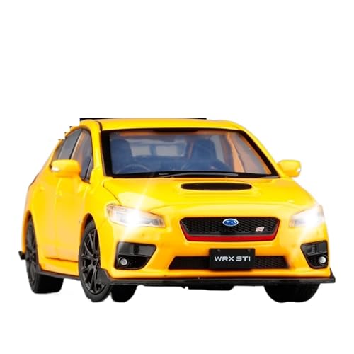Druckguss 1:32 for Subaru STI Sound Und Licht Legierung Auto Simulation Realistische Stoßdämpfung Lenkung Fahrzeug Modell Ornamente(Yellow) von EXYFRUX