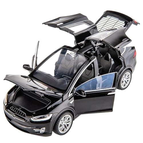 Druckguss 1:32 for Tesla Model X Luxus-SUV-Serie Simulation Sound Und Licht Pullback-Legierung Automodell Miniatur-Fahrzeugmodell(Black) von EXYFRUX