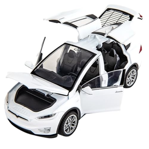 Druckguss 1:32 for Tesla Model X Luxus-SUV-Serie Simulation Sound Und Licht Pullback-Legierung Automodell Miniatur-Fahrzeugmodell(White) von EXYFRUX