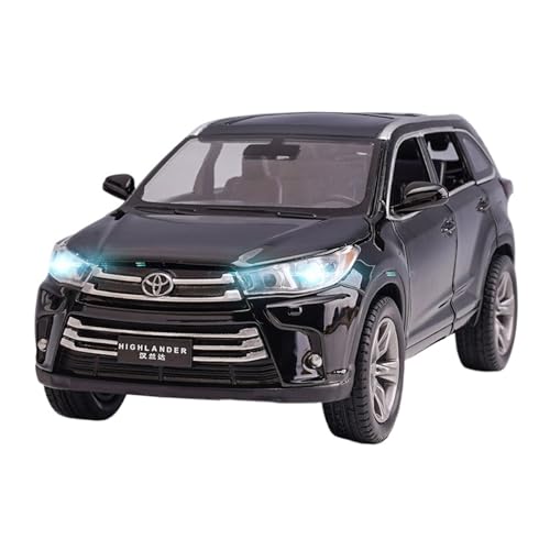 Druckguss 1:32 for Toyota Highlander 2018 2023 Simulation Legierung Auto Modell Sound Und Licht Vollständig Offene Tür Miniatur Fahrzeug Modell(2018 Highlander Black) von EXYFRUX