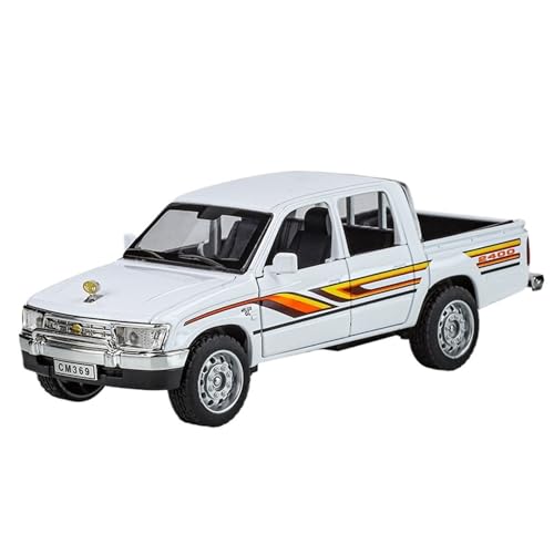 Druckguss 1:32 for Toyota Hilux Pickup Simulation Legierung Automodell Sound Und Licht Vollständig Geöffnete Tür Miniaturfahrzeug Modellserie(White) von EXYFRUX