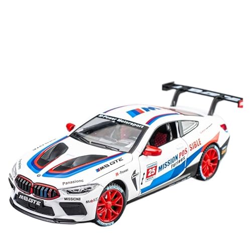 EXYFRUX Druckguss 1:24 for BMW M4 DTM GT3 GTE Legierung Racing Modell Sammlung Sound Und Licht Voll Offene Tür Miniatur Fahrzeug Modell(GTE White) von EXYFRUX