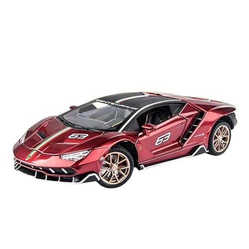 EXYFRUX Druckguss 1:24 for Lamborghini LP770 780 SVJ63 Legierungsautomodell Simulation Sound Und Licht Pullback-Auto Vollständig Geöffnete Tür Fahrzeugmodell(770 Red) von EXYFRUX