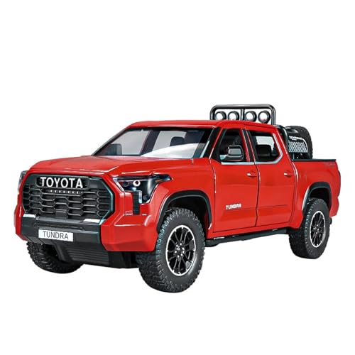 EXYFRUX Druckguss 1:24 for Toyota TRDPRO Pickup Legierung Automodell Simulation Licht Und Sound Pullback-Auto Fahrzeugmodell Dekoration(Red) von EXYFRUX