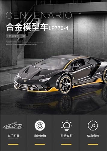 EXYFRUX Druckguss 1:32 for Lamborghini LP750 770 780 SVJ63 Galvanik Farbe Serie Legierung Auto Modell Sound Und Licht Pull-Back Fahrzeug Modell(750 red with Base) von EXYFRUX
