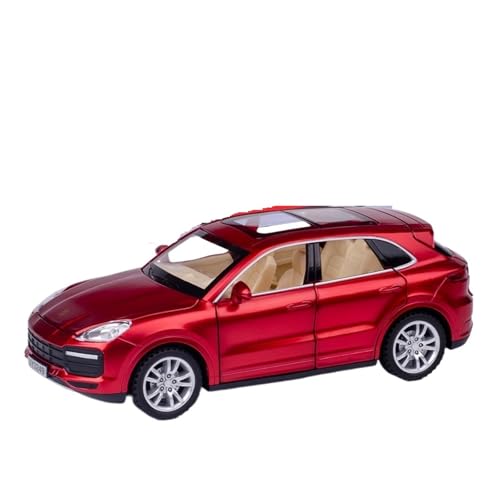 EXYFRUX Druckguss 1:32 for Porsche 911 Macan Cayenne Simulation Legierung Automodell Sound Und Licht Pullback-Auto Vollständig Geöffnete Tür Fahrzeugmodell(Cayenne Red) von EXYFRUX