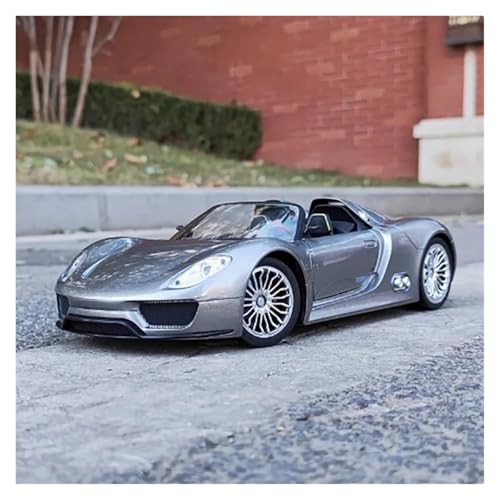 EXYFRUX Druckguss Diecast 1:18 for Porsche 918 Cabrio Klassischer Supersportwagen Legierung Automodell Statische Miniaturfahrzeugmodelldekoration(Silver) von EXYFRUX