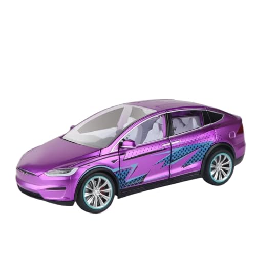 Fertiges Modellauto 1:24 for Tesla Classic Model X Legierung Automodell Miniatursimulation Fahrzeugmodell Dekorative Sammlung(Purple) von EXYFRUX