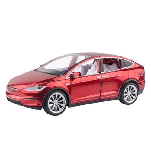 Fertiges Modellauto 1:24 for Tesla Classic Model X Legierung Automodell Miniatursimulation Fahrzeugmodell Dekorative Sammlung(Red) von EXYFRUX