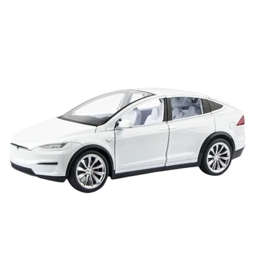 Fertiges Modellauto 1:24 for Tesla Classic Model X Legierung Automodell Miniatursimulation Fahrzeugmodell Dekorative Sammlung(White) von EXYFRUX