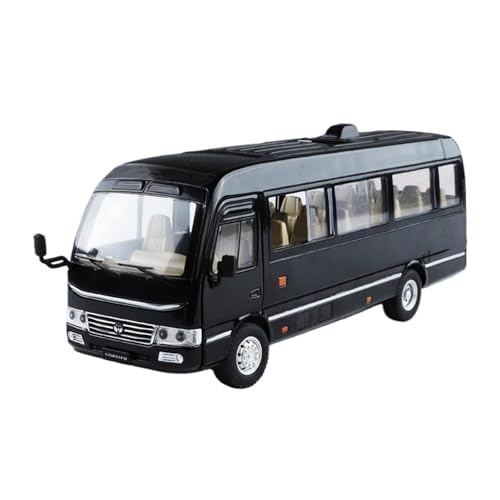Fertiges Modellauto 1:24 for Toyota Coaster Business Bus Legierung Auto Modell Pull Back Sound Licht Alle Türen Zu Öffnen Fahrzeug Modell(Black) von EXYFRUX