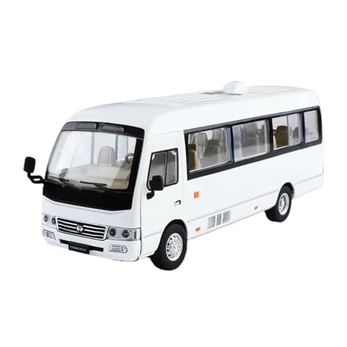 Fertiges Modellauto 1:24 for Toyota Coaster Business Bus Legierung Auto Modell Pull Back Sound Licht Alle Türen Zu Öffnen Fahrzeug Modell(White) von EXYFRUX