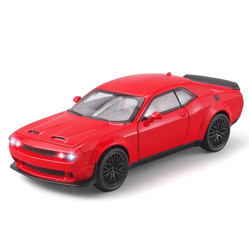 Fertiges Modellauto 1:32 for Dodge Challenger Hellcat Legierung Automodell Miniatur Simulation Fahrzeugmodell Dekorative Sammlung(Red) von EXYFRUX