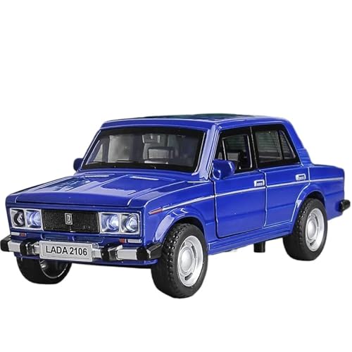 Fertiges Modellauto 1:32 for Lada 2106 Klassisches Automodell Aus Druckgusslegierung, Miniatursimulation, Fahrzeugmodell, Dekorative Sammlung(Blue) von EXYFRUX
