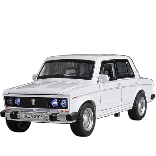 Fertiges Modellauto 1:32 for Lada 2106 Klassisches Automodell Aus Druckgusslegierung, Miniatursimulation, Fahrzeugmodell, Dekorative Sammlung(White) von EXYFRUX
