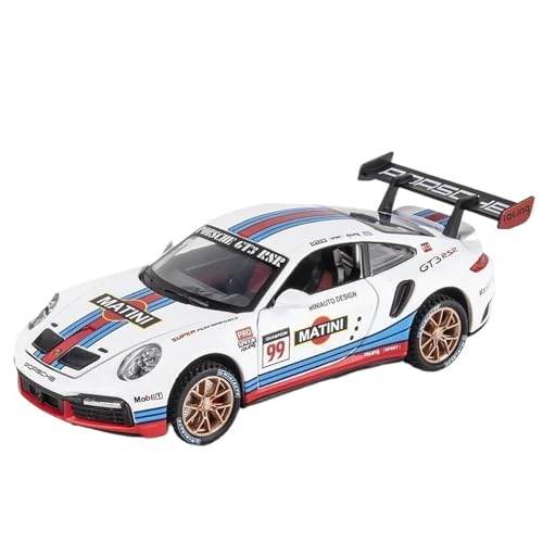 Fertiges Modellauto 1:32 for Porsche Classic 911 GT3 RSR Track Version Druckgusslegierung Automodell Miniatursimulation Fahrzeugmodell(White-B) von EXYFRUX
