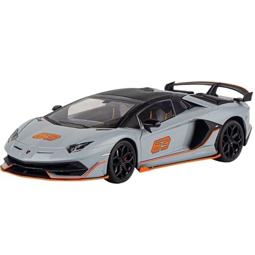 Fertiges Modellauto Druckgusslegierung 1:18 for Lamborghini Aventador SVJ Simulationsautomodell Sound and Light Mini-Fahrzeugmodell Sammlung Präsentiert(Chrome) von EXYFRUX