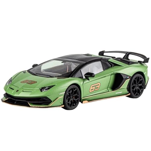 Fertiges Modellauto Druckgusslegierung 1:18 for Lamborghini Aventador SVJ Simulationsautomodell Sound and Light Mini-Fahrzeugmodell Sammlung Präsentiert(Green) von EXYFRUX