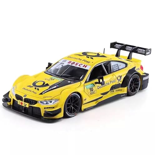 Fertiges Modellauto Druckgusslegierung 1:24 for BMW M4 DTM Simulationsautomodell Sound and Light Mini-Fahrzeugmodell Sammlung Präsentiert(Yellow) von EXYFRUX