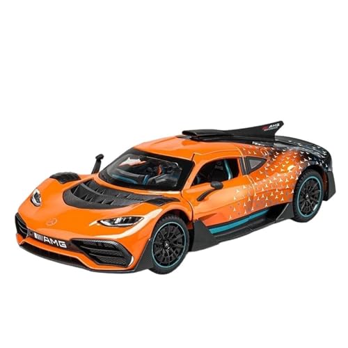Fertiges Modellauto Druckgusslegierung 1:24 for Benz AMG ONE Sportwagensimulation Automodell Sound and Light Mini-Fahrzeugmodell Sammlung Präsentiert(Orange) von EXYFRUX