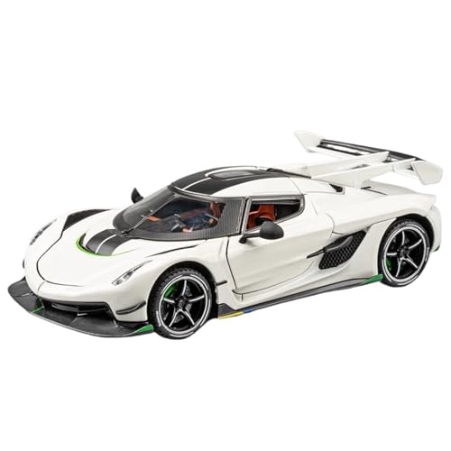 Fertiges Modellauto Druckgusslegierung 1:24 for Koenigsegg Jesko ONE Simulationsautomodell Sound and Light Mini-Fahrzeugmodell Sammlung Präsentiert(White-A) von EXYFRUX