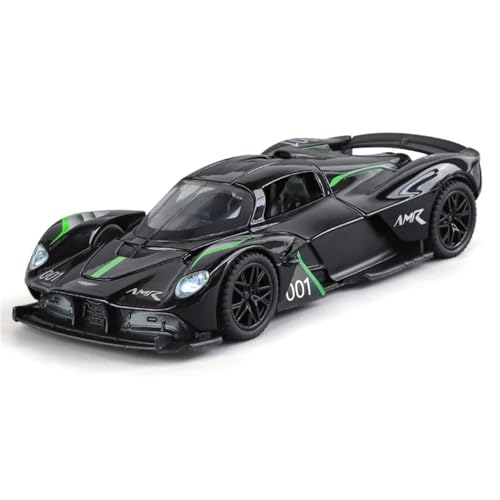 Fertiges Modellauto Druckgusslegierung 1:32 for Aston Martin Valkyrie AMR 001 Miniatur-Simulationsautomodell Sound and Light Mini-Fahrzeugmodell(Black) von EXYFRUX