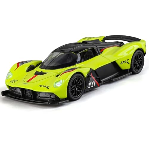 Fertiges Modellauto Druckgusslegierung 1:32 for Aston Martin Valkyrie AMR 001 Miniatur-Simulationsautomodell Sound and Light Mini-Fahrzeugmodell(Yellow) von EXYFRUX