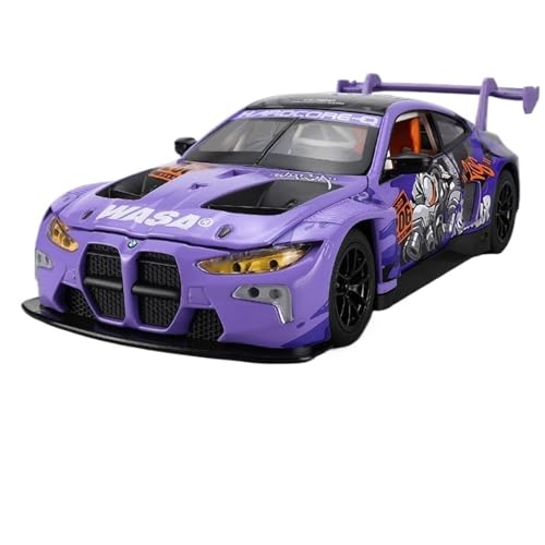 Fertiges Modellauto Legierung 1:24 for BMW M4 GT3 WASA Racing Simulation Automodell Pull Back Sound & Light Fahrzeugmodell Sammlung Dekoration(Purple) von EXYFRUX