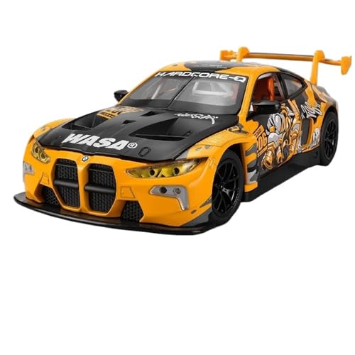 Fertiges Modellauto Legierung 1:24 for BMW M4 GT3 WASA Racing Simulation Automodell Pull Back Sound & Light Fahrzeugmodell Sammlung Dekoration(Yellow) von EXYFRUX