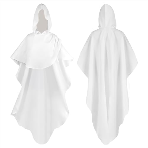 EYNMVR Mönch Robe Priester Kostüm Mönchskostüm Mittelalter Renaissance Hooded Mönch Kostüm Halloween Zauberer Kostüm mit Mantel Taillenseil und Kreuz Halskette für Erwachsene White,S polyester von EYNMVR