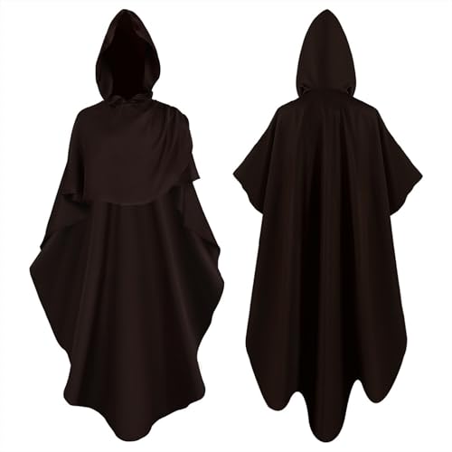 EYNMVR Schwarzer Umhang Damen mit Accessoires Maske & Finger Kette,106/126/146cm Schwarz Satin Cape mit Kapuze,Vampir Umhang Schwarzer für Erwachsene Karneval Halloween Fasching Maskerade Party EYNMVR Schwarzer Umhang Damen mit Accessoires Maske & Finger Kette,106/126/146cm Schwarz Satin Cape mit Kapuze,Vampir Umhang Schwarzer für Erwachsene Karneval Halloween Fasching Maskerade Party von EYNMVR