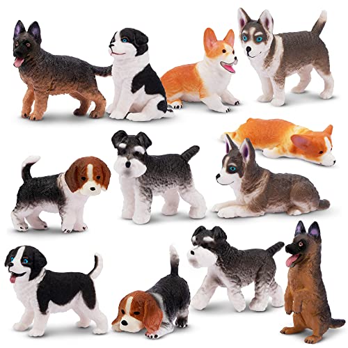 EYSCOTA 12PCS Hund Figuren Playset, Realistisch Detaillierte Plastik Welpen Figuren, Handbemalte Mini Hund Figuren Spielzeug Set Kuchen Toppers Geburtstag Geschenk für Kinder Kleinkinder EYSCOTA 12PCS Hund Figuren Playset, Realistisch Detaillierte Plastik Welpen Figuren, Handbemalte Mini Hund Figuren Spielzeug Set Kuchen Toppers Geburtstag Geschenk für Kinder Kleinkinder von EYSCOTA