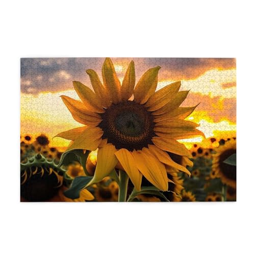 Bauernhof Sonnenblume Bild Puzzle, 1000 Teile Holzpuzzle, Heimdekoration & * Einzigartiges Geburtstagsgeschenk Geeignet für Jugendliche und Erwachsene von EYSHOPING