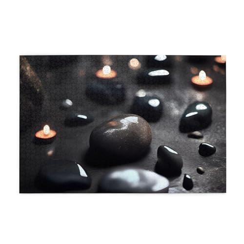 Black Mystery Heart Stone Picture Jigsaw Puzzle, 1000 Teile Holzpuzzle, Heimdekoration, einzigartiges Geburtstagsgeschenk, geeignet für Jugendliche und Erwachsene von EYSHOPING
