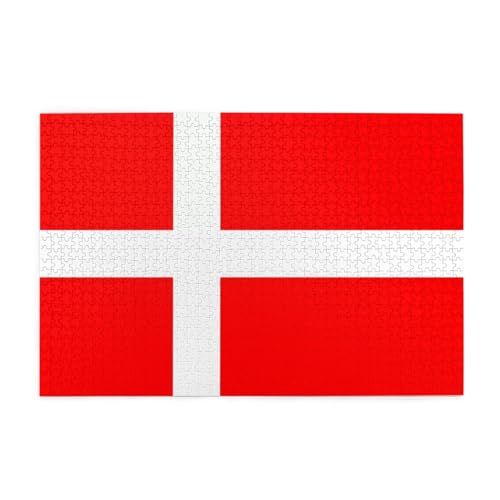 Dänemark Dänische Flagge Bild Puzzle, 1000 Teile Holzpuzzle, Heimdekoration &* Einzigartiges Geburtstagsgeschenk Geeignet für Jugendliche und Erwachsene von EYSHOPING