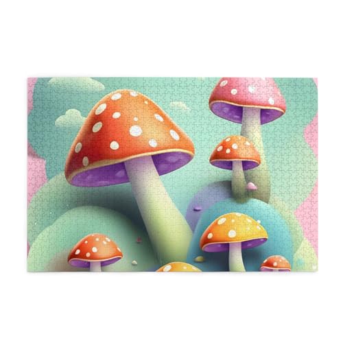 Dreamy Little Mushroom Picture Jigsaw Puzzle, 1000 Teile Holzpuzzle, Heimdekoration, einzigartiges Geburtstagsgeschenk, geeignet für Jugendliche und Erwachsene von EYSHOPING