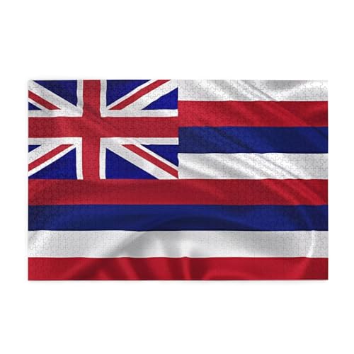 Flagge von Hawaii American Picture Jigsaw Puzzle, 1000-teiliges Holzpuzzle, Heimdekoration, einzigartiges Geburtstagsgeschenk, geeignet für Jugendliche und Erwachsene von EYSHOPING